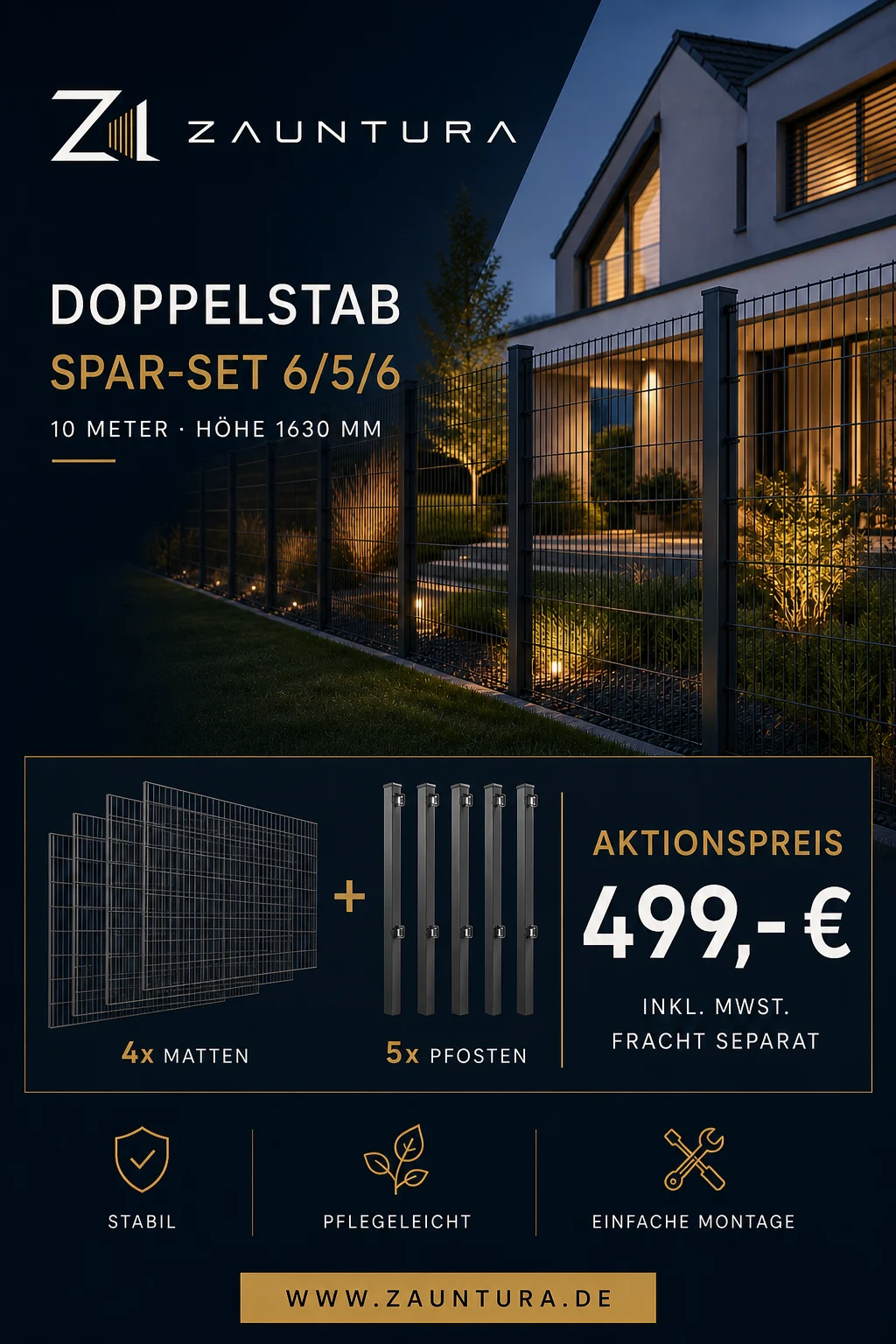 Doppelstab Spar-Set 6/5/6 · 10 m – Zauntura Aktionsangebot